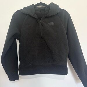 The north face fleece black pullover v neck collared outdoors camping size XS